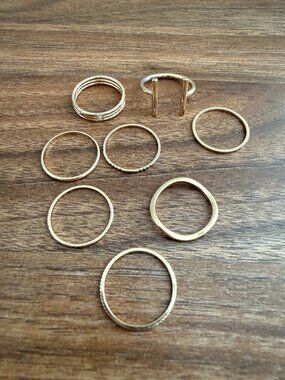Gold Tone Stacking Ring Set Lot of 8 Boho Minimalist Band Rings Forever 21